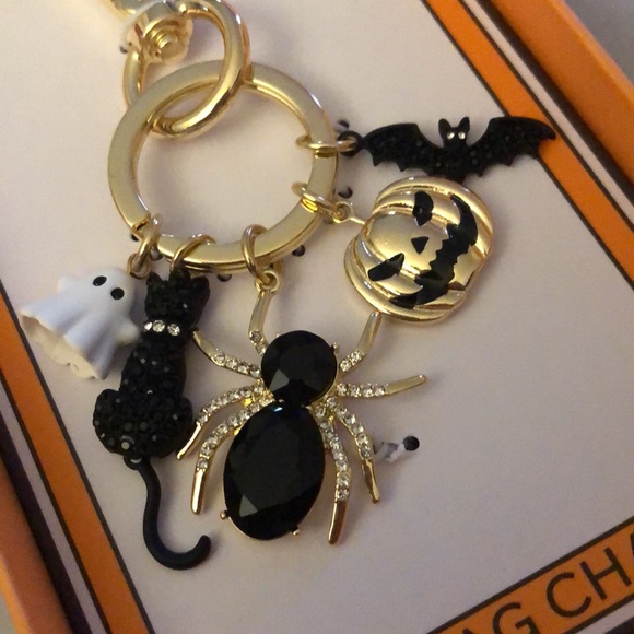 True To Form Gold Tone Halloween Bag Charm Ghost, Bat, Pumpkin, Spider & Cat NIB - Picture 9 of 16